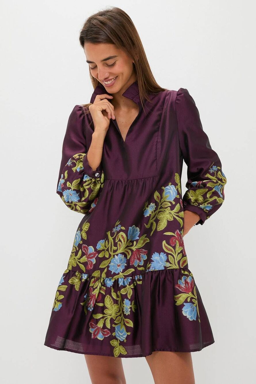 Tuckernuck Women's Size Large Winetasting Jacquard Palmerston Dress - Picture 3 of 10